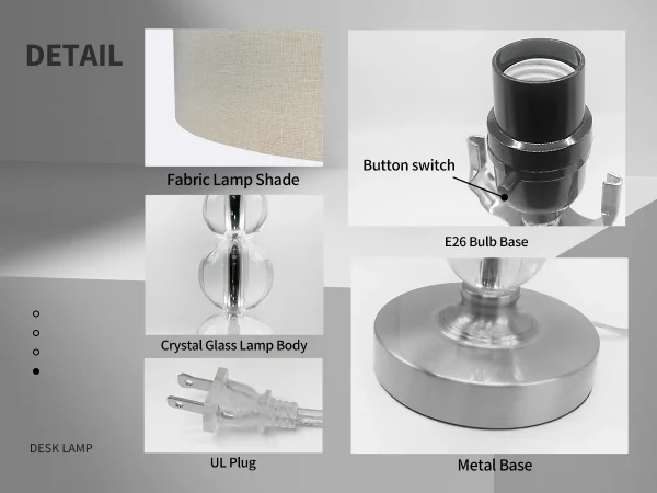 Modern Desk Lamp Set of Two - E26 Socket with Lamp Cap - Linen-Colored Lampshade - Suitable for Living Room, Bedroom and Bedside - Image 5