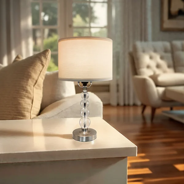 Modern Desk Lamp Set of Two - E26 Socket with Lamp Cap - Linen-Colored Lampshade - Suitable for Living Room, Bedroom and Bedside - Image 3