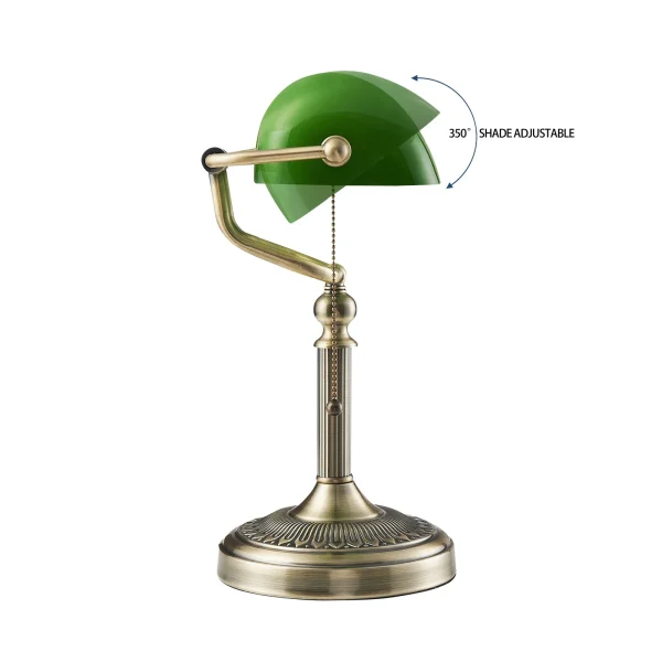 New Plug In Table lamp Glass Shade Bankers desk Lamp with Zipper Switch E27/E26 Living room Bedroom Bedside Sofa Library - Image 3