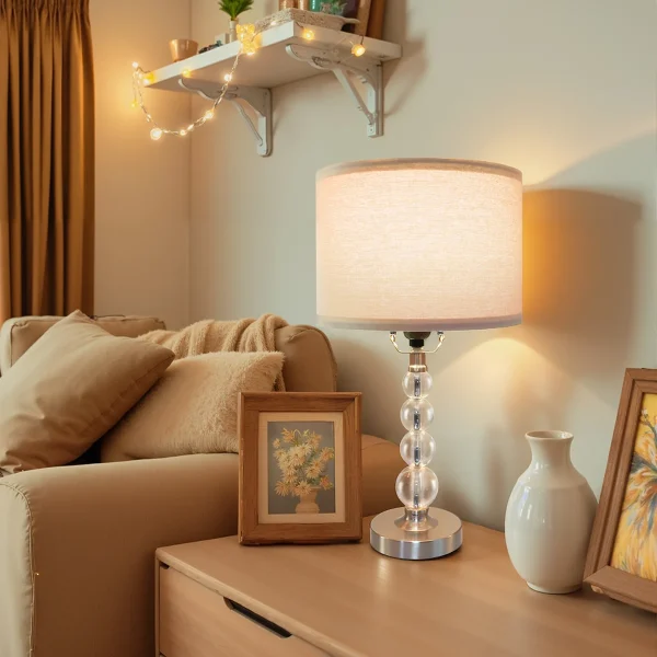 Modern Desk Lamp Set of Two - E26 Socket with Lamp Cap - Linen-Colored Lampshade - Suitable for Living Room, Bedroom and Bedside - Image 4