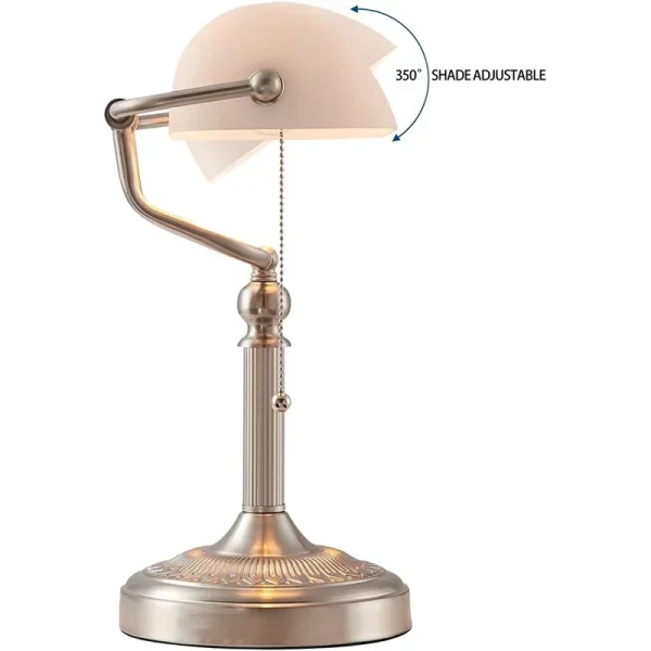 New Plug In Table lamp Glass Shade Bankers desk Lamp with Zipper Switch E27/E26 Living room Bedroom Bedside Sofa Library - Image 4