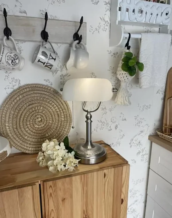 New Plug In Table lamp Glass Shade Bankers desk Lamp with Zipper Switch E27/E26 Living room Bedroom Bedside Sofa Library - Image 5
