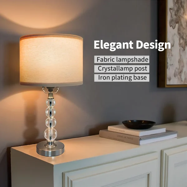 Modern Desk Lamp Set of Two - E26 Socket with Lamp Cap - Linen-Colored Lampshade - Suitable for Living Room, Bedroom and Bedside - Image 2